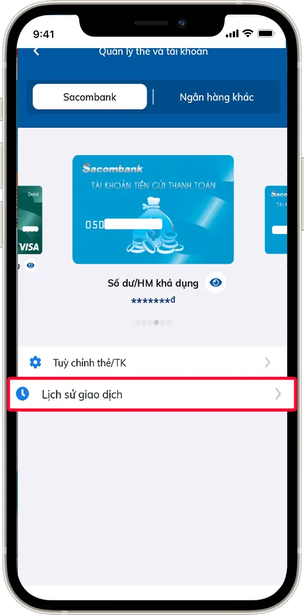 Bước 2 : Chọn Lịch Sử Giao Dịch